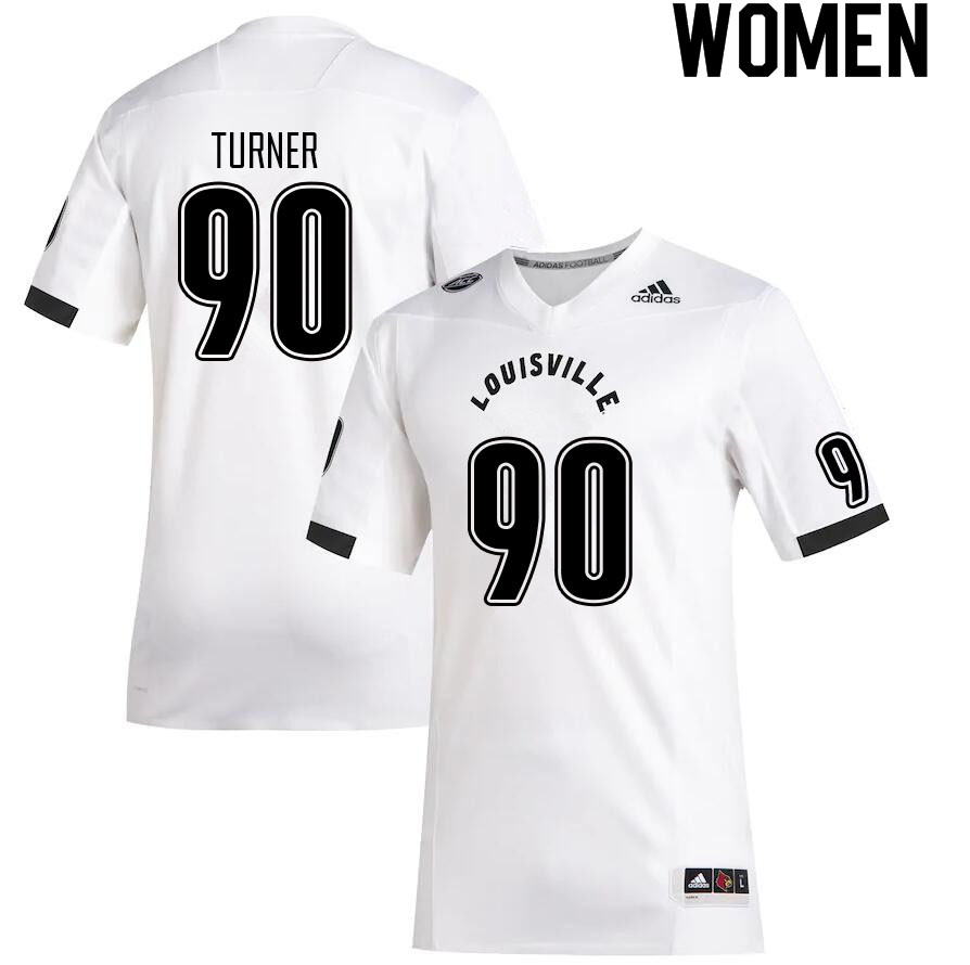 Women #90 Jacquies Turner Louisville Cardinals College Football Jerseys Sale-White - Click Image to Close